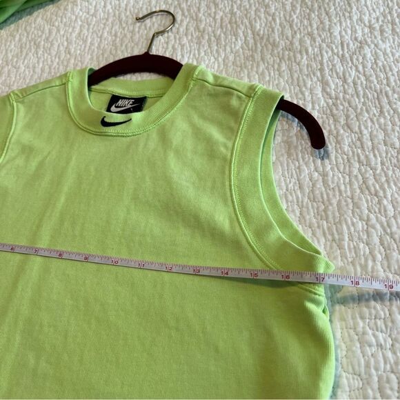 NIKE Neon Green Cropoed Lightweight Hoodie & Matching Tank Top Small Acid Wash - Picture 14 of 15